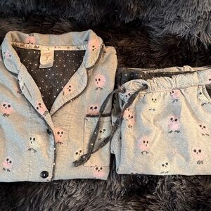 Munki Munki Owl Print Pajama Set flannel